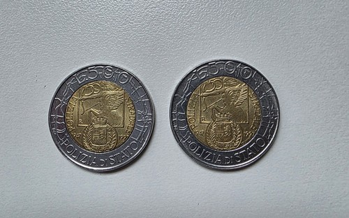 Moneta 500 lire polizia - moneta,